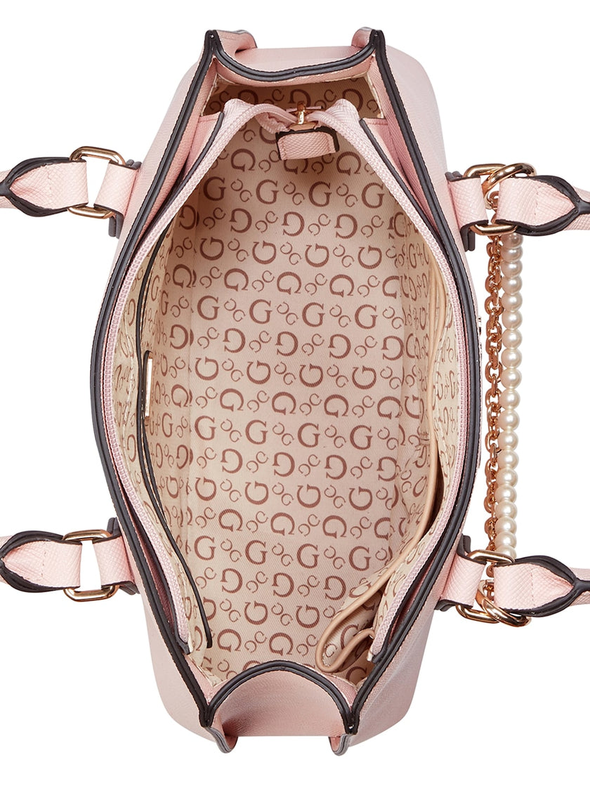 Guess Jeanine Faux-Pearl Charm Satchel - Pink image 3