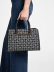 Guess Marva Jacquard Logo Satchel - Black image 1