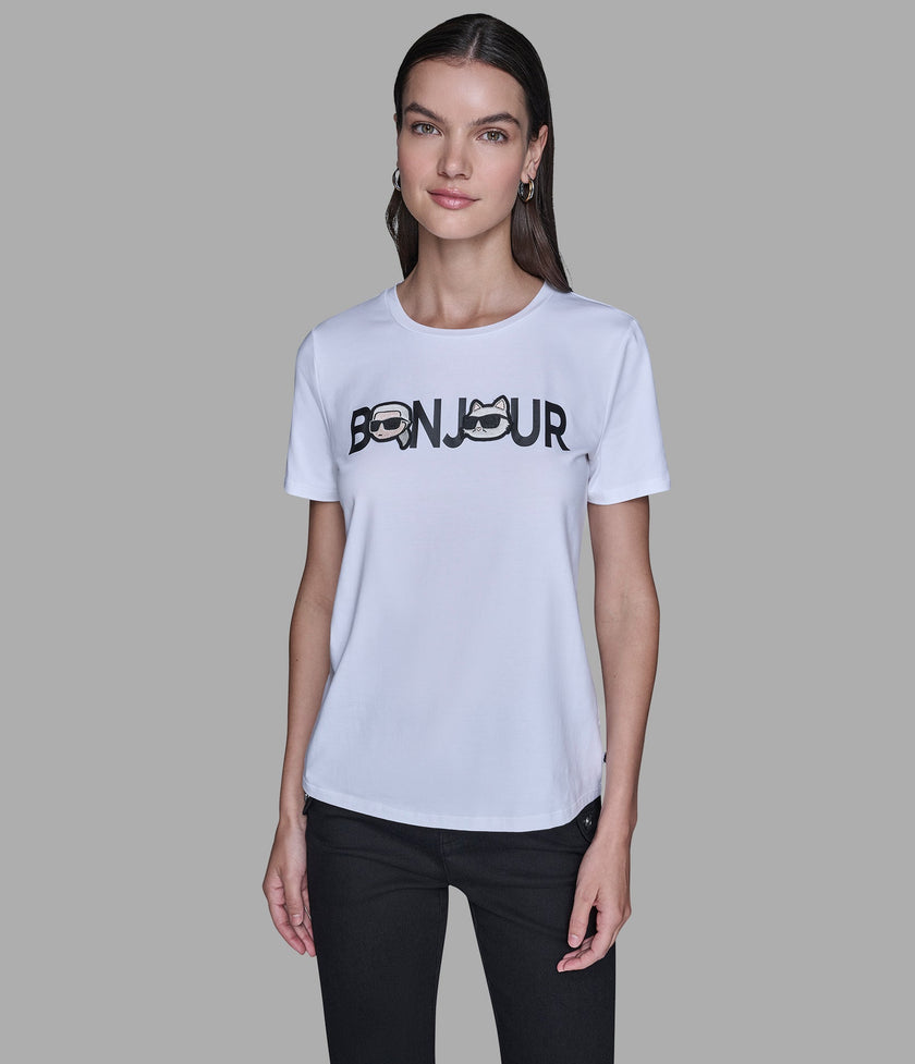 KARL LAGERFELD Bonjour Character Tee - White (Arriving In Delhi) image 0