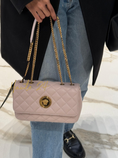 VERSACE Medusa Chain Shoulder Bag Leather Pink image 0