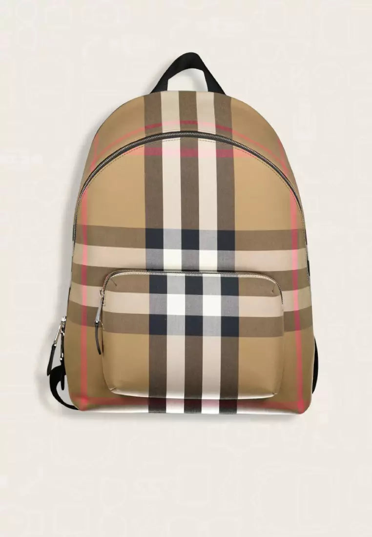 BURBERRY Jeff Check Backpack Taupe Brown image 0