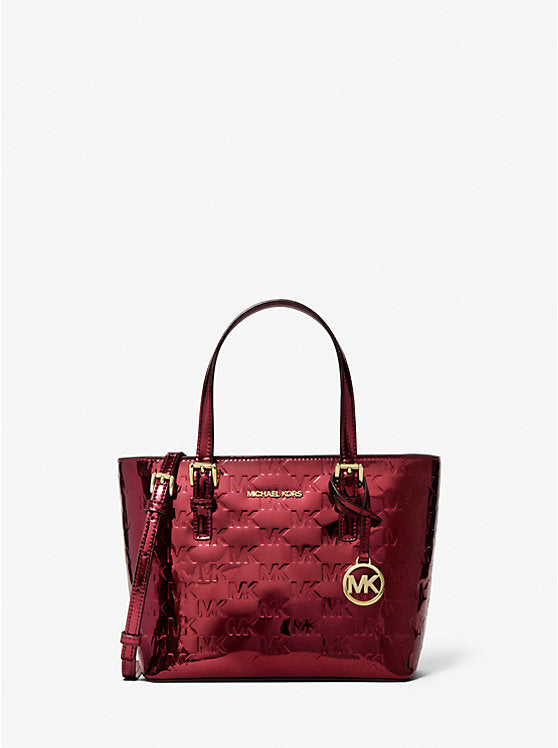[AT DELHI] MICHAEL KORS Jet Set Extra-Small Metallic Logo Debossed Convertible Tote Bag - Cherry image 0