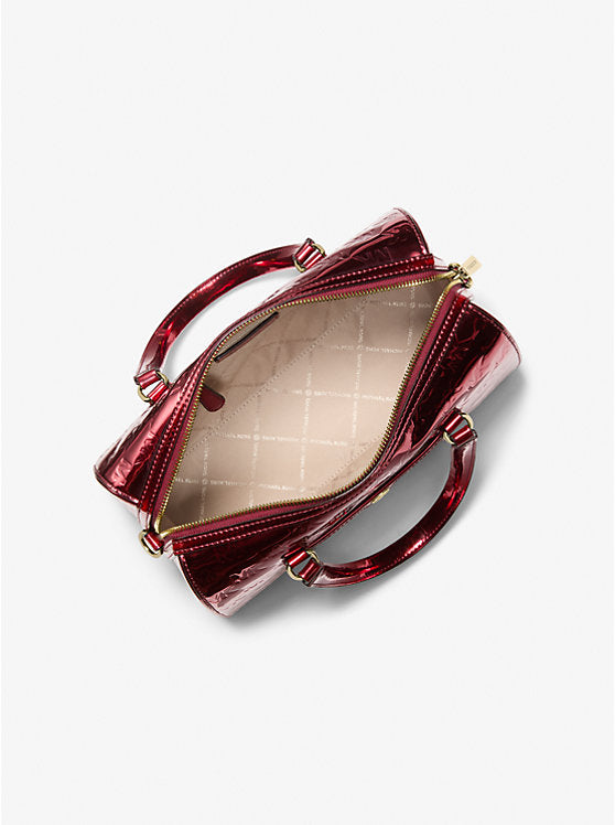 [AT DELHI] MICHAEL KORS Jet Set Medium Metallic Logo Debossed Satchel - Cherry image 2