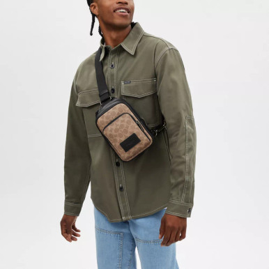 COACH Racer Sling Pack In Signature - Tan/Black image 0