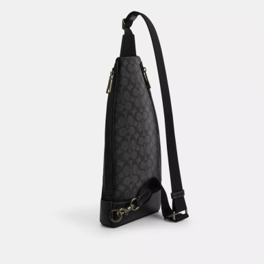 COACH Dominic Sling Pack In Signature Canvas - Gunmetal/Charcoal/Black image 1