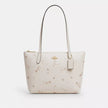 COACH Fiona Zip Tote Bag With Star Print - Gold/Chalk Multi image 0