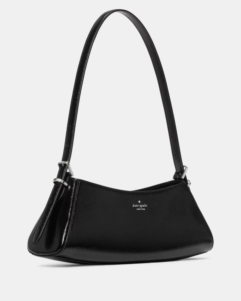 [AT DELHI]  KATE SPADE Frankie Textured Patent Leather Small East West Shoulder - Black image 2