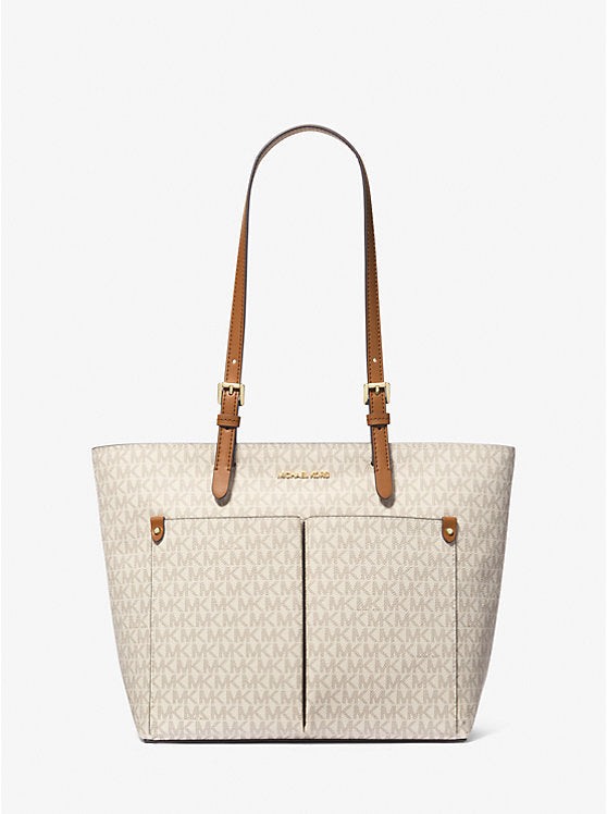 MICHAEL KORS  Jet Set Medium Logo Pocket Tote Bag - Vanilla image 0