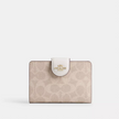 COACH Medium Corner Zip Wallet In Signature Canvas - Gold/Sand/Chalk image