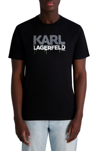 KARL LAGERFELD Drippy Beaded Logo Graphic T-Shirt image 2