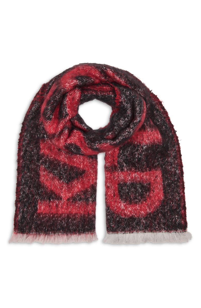 KARL LAGERFELD Logo Fluffy Blanket Scarf - Admiral Red (Arriving In Delhi) image 0