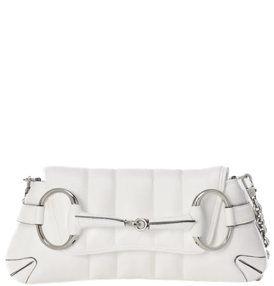 GUCCI Horsebit Chain Small Shoulder Bag White image 5