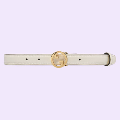 GUCCI Blondie thin White Leather Belt image 3