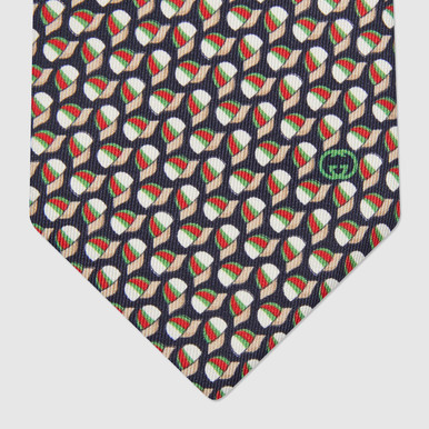GUCCI Interlocking G Baseball Hat Print Silk Tie image 2