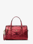 [AT DELHI] MICHAEL KORS Jet Set Medium Metallic Logo Debossed Satchel - Cherry image 0