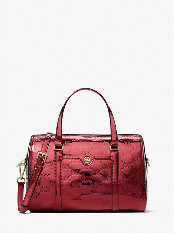[AT DELHI] MICHAEL KORS Jet Set Medium Metallic Logo Debossed Satchel - Cherry image 0
