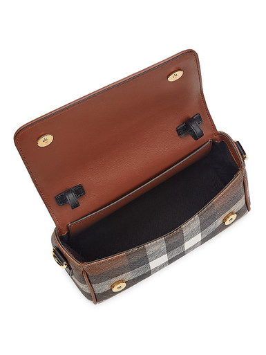 BURBERRY Check & Leather Crossbody Bag - Dark Birch Brown image 3