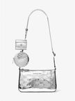 [AT DELHI] MICHAEL KORS Jet Set Small Patent Logo Debossed Crossbody Bag with Case for Apple Airpods Pro® - Silver image 0