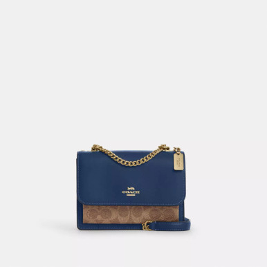 [AT DELHI] COACH Mini Klare Crossbody Bag In Signature Canvas - Deep Blue/Tan image 3
