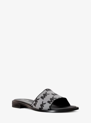 MICHAEL KORS  Hannah Logo Jacquard Slide Sandal - Black image 1