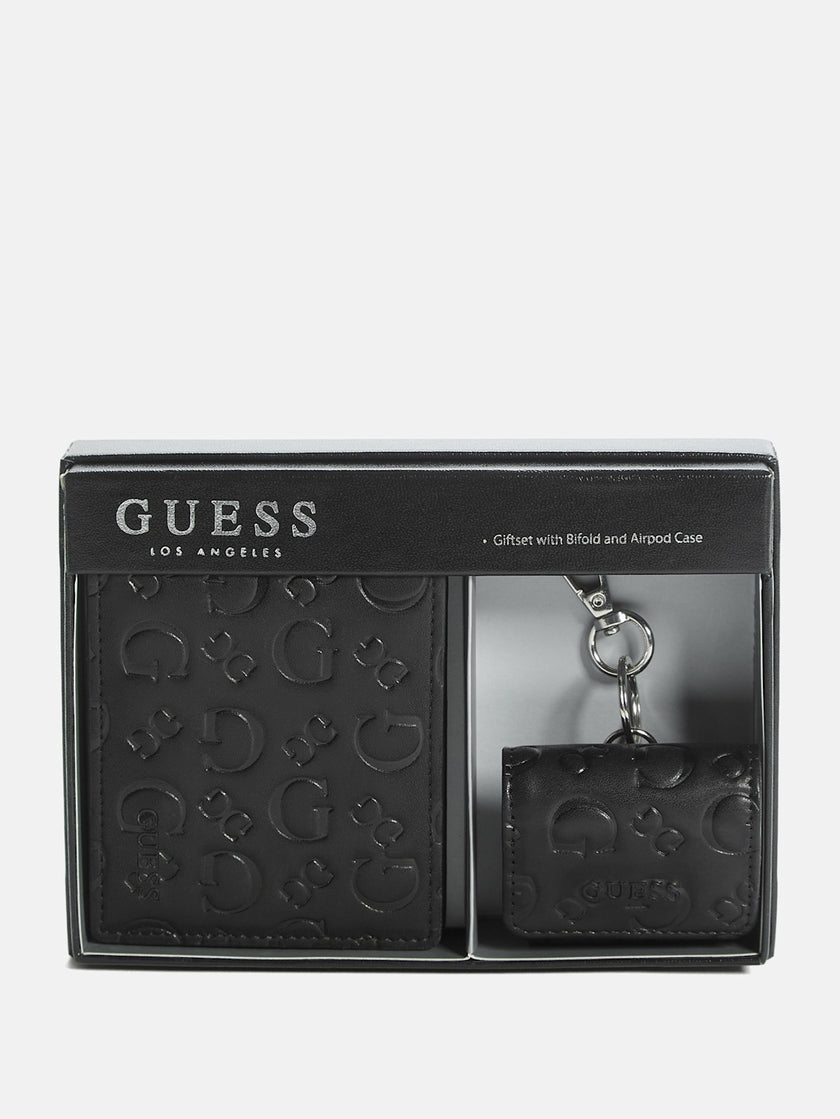 Guess Debossed Wallet & Airpod Case Gift Set - Black image 0