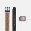 COACH Boxed Roller Buckle Cut-To-Size Reversible Belt, 38 Mm - Tan Charcoal image 1
