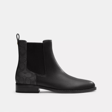 COACH Meredith Bootie In Signature Canvas - Black/Charcoal image 1