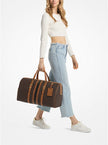 Michael Kors Bedford Travel Extra Large Striped Logo Bag - BROWN/ACORN image 0