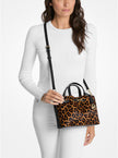 MICHAEL KORS Carson Small Leopard Print Calf Hair Satchel - Butterscotch image 1