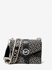 MICHAEL KORS Greenwich Small Logo Jacquard Crossbody Bag - Black L/ight Cream image 3