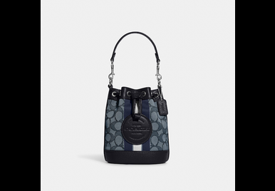 COACH mini dempsey bucket bag in signature jacquard with stripe and Patch image 8
