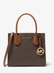 MICHAEL KORS Mercer Medium Logo and Leather Accordion Crossbody Bag - Brown image 1