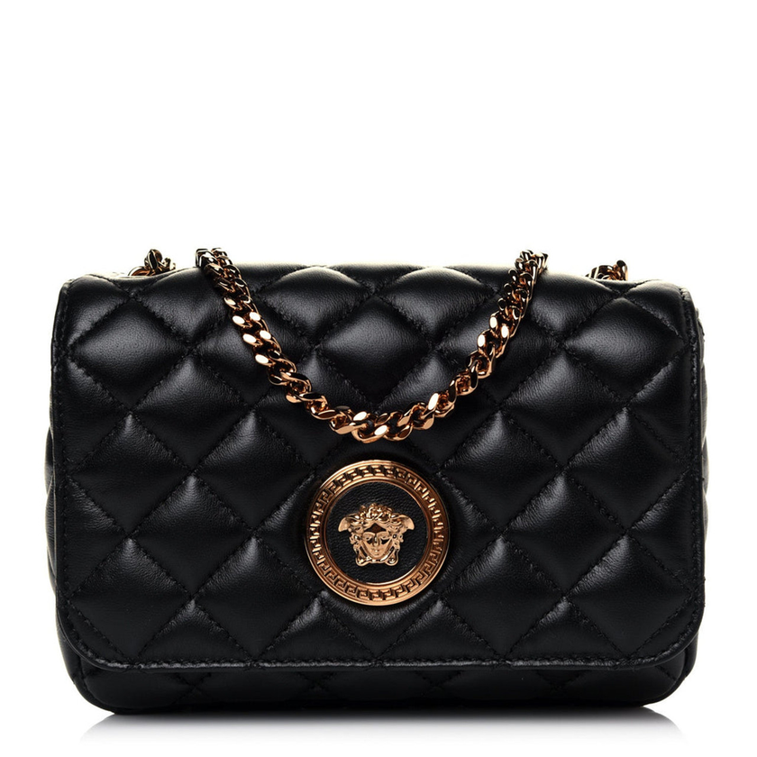 Medusa Nappa Quilted Leather Chain Crossbody - Black image