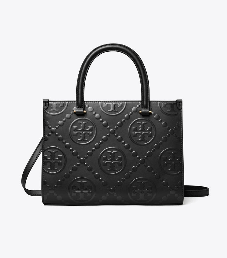 TORY BURCH T MONOGRAM TOP-HANDLE EMBOSSED TOTE - BLACK image 1