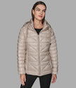 KARL LAGERFELD Short Puffer Jacket With Logo - Champagne (Arriving In Delhi) image 0