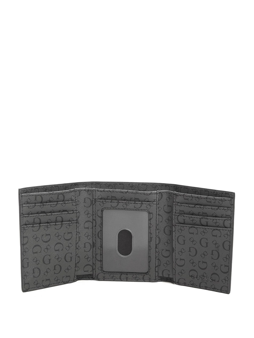 Guess Allover Logo Trifold Wallet - Black image 2