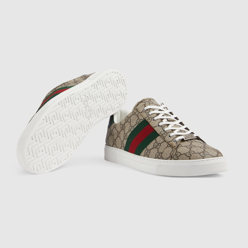 GUCCI Ace Sneakers With Web Stripe For Men - Beige Green - 13 image