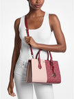 MICHAEL KORS Sheila Medium Two-Tone Metallic Signature Logo Satchel - Cherry Multi image 1