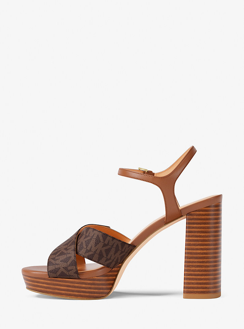 MICHAEL KORS Hannah Signature Logo Platform Sandal - Brown image 2