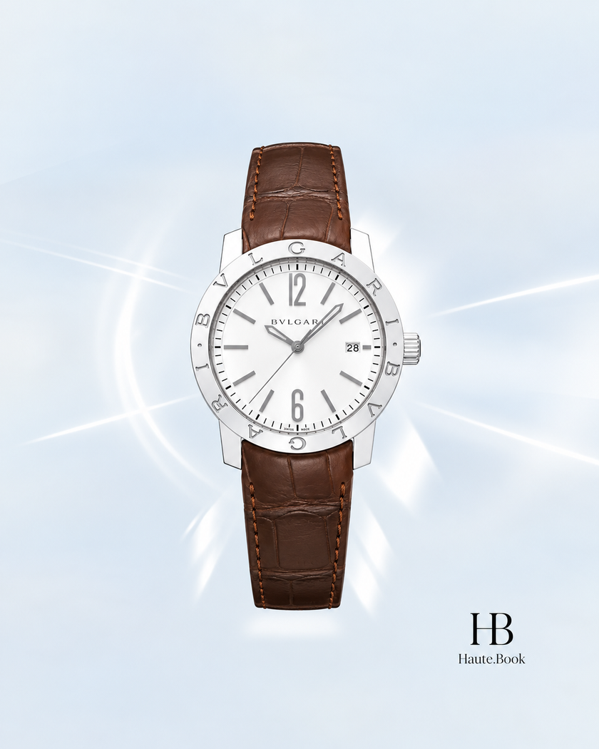 [Brand New] BVLGARI Solo Tempo White Leather Strap 39 mm