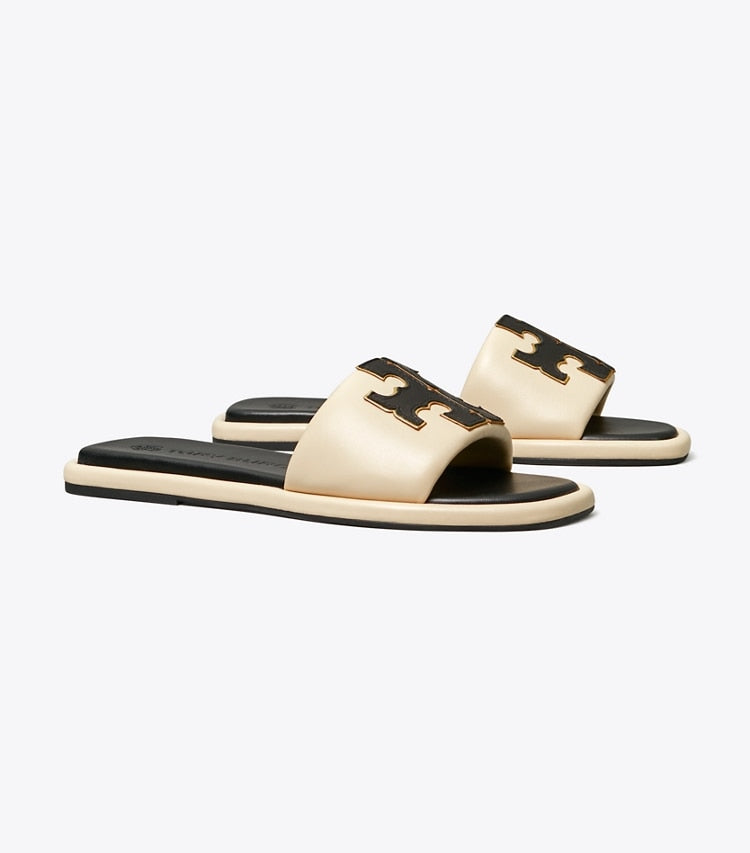 TORY BURCH Double T Sport Slide - New Cream / Perfect Black / Gold image 0
