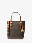 MICHAEL KORS Quinn Extra-Small Signature Logo and Leather Convertible Tote Bag - BRN/ACORN image