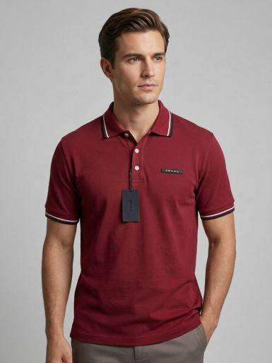 [AT DELHI] PRADA Bordeaux Signature Stripe Polo Shirt image 0