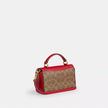 COACH Mini Josie Top Handle Bag In Signature Canvas - Gold/Tan/Carnation image 3