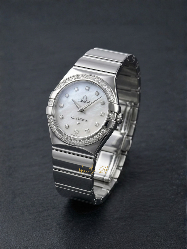 OMEGA Constellation Polished Quartz MOP White Dial Diamond 27 mm Women′s Watch  Ref : 123.15.27.60.55.003 image 0