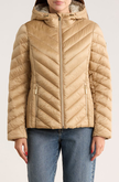 [AT DELHI] MICHAEL KORS Hooded Packable Chevron Quilted Jacket - Khaki image 2