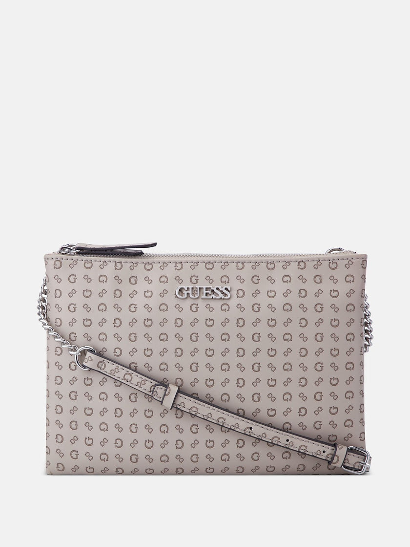 Guess Tidewood Logo Double Zip Mini Crossbody - Brown image 0