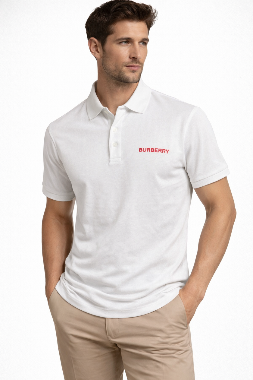 BURBERRY Logo Check Men's Polo - White image 0
