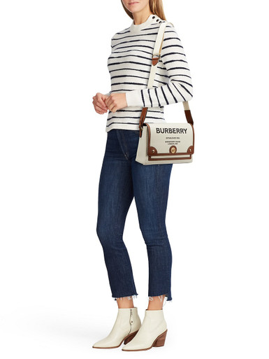 BURBERRY Medium Note Canvas Crossbody Bag - Natural Tan image 0