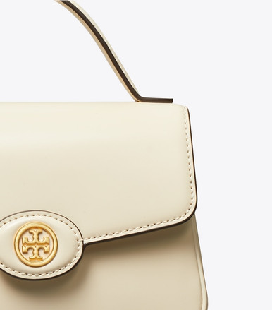 TORY BURCH Small Robinson Spazzolato Top-handle Bag - Light Cream image 1